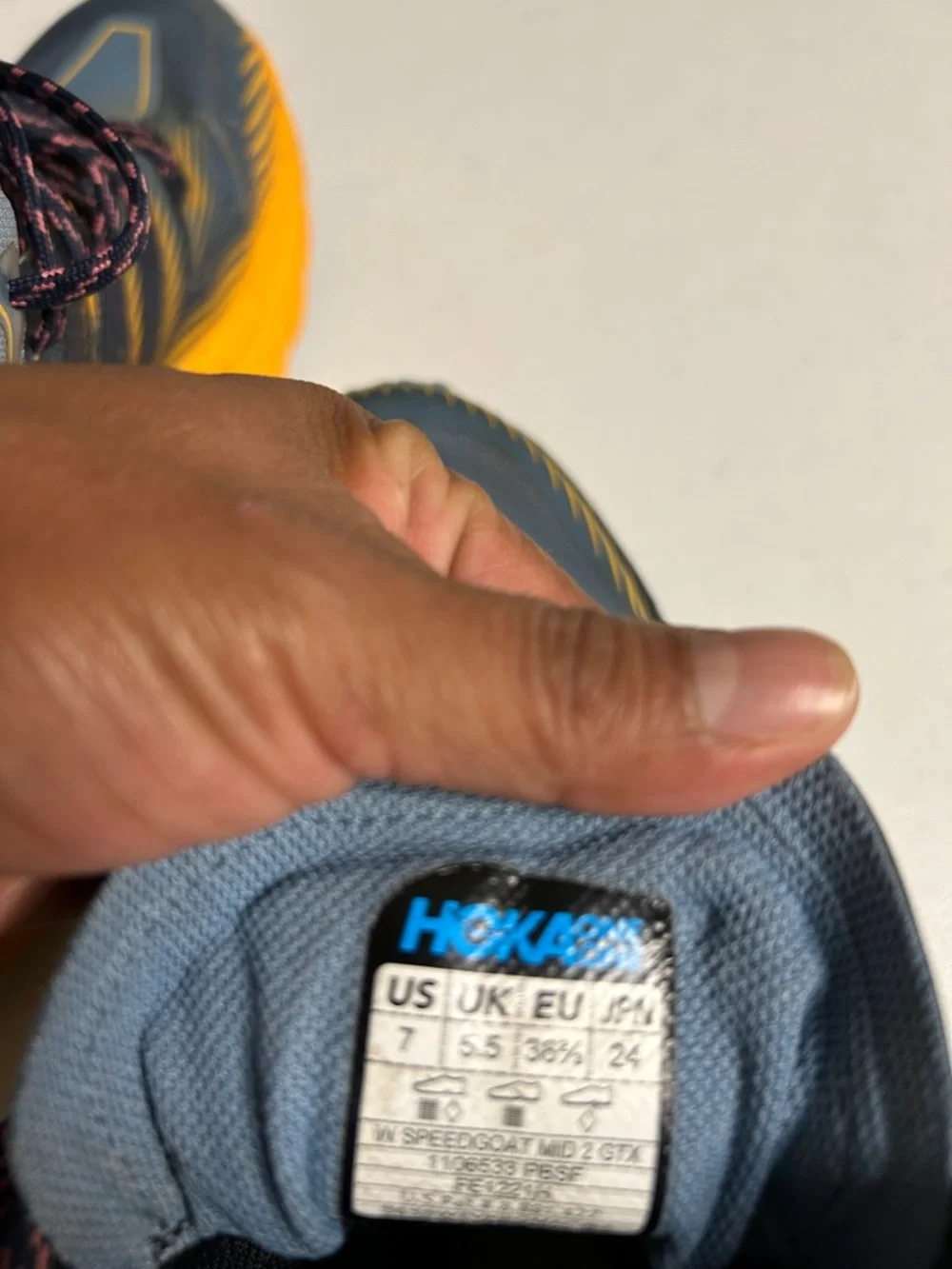 Hoka One One Gray and Yellow Trail Running Shoes SIZE 7